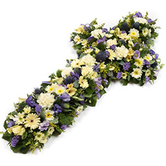 Loose Pastel Yellows and Purple Cross